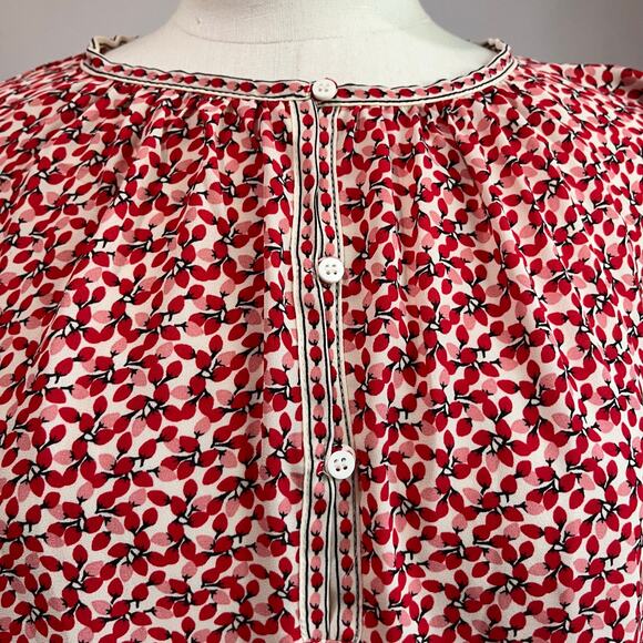 Max Studio Red and Black Floral 3/4 Ruched Sleeve Blouse Size XL - Picture 9 of 9